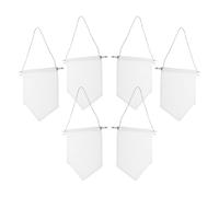 Gatuida 6 Piezas Pancarta de Lona en Blanco Cuerda y Listón de Madera | Lienzo Minimalista, Admite Sublimación y Pintura, para Guarderías y Oficinas, Blanco, Decorativo