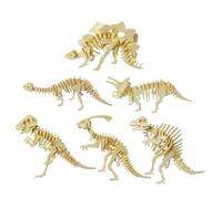 Gatuida 6 Piezas Puzzle Educativo de Madera Dinosaurios para Juguetes Didácticos con Modelos Tyrannosaurus Stegosaurus Triceratops Hadrosaur Desarrollo Cognitivo y Coordinación Ojo-Mano