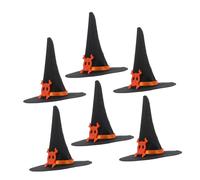 Gatuida 6 Piezas Sombreros de Bruja Miniatura de Fieltro Decoración de Halloween Pack de Accesorios Manualidades y Adornos Fiestas de Vino y Muñecas