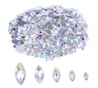 Gatuida 600 piezas Diamantes de Imitación Acrílicos Plano Ojo de Caballo Multitamaño Resistente al Desvanecimiento para Uñas Joyería Ropa Accesorios DIY