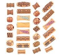 Gatuida 65 Piezas Cuentas para Trenzas de Cabello de Niña, Anillos de Extensión Agujeros Grandes, 65 Piezas de Cuentas de Madera Plástica Decorativas para Rastas y Accesorios para Peinados