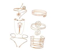 Gatuida 6piezas Brazalete Abierto Parte Superior Del Brazo Estilo Geométrico Metálico Diseño De Escorpión Ajustable y Llamativo Para Mujer Fiestas y Eventos Obsequios