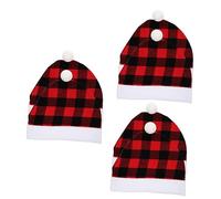 Gatuida 6piezas Fundas De Cabezal De Asiento Sombrero De Santa De Cuadros Para Decoración Navideña De Vehículos Protector De Cabecera Para Fiesta De Navidad