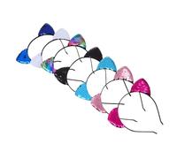 Gatuida 7Piezas Diademas con Orejas de Gato y Lentejuelas de Accesorios Coloridos para Fiestas y Banda para Cabello y Duradera