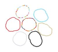 Gatuida 7piezas Pulseras De Brazalete De Cuentas Para Mujer Patrón De Bloques De Color Accesorio Ligero Para Fiestas y Uso Cotidiano