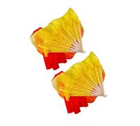 Gatuida Abanicos Plegables para Danza del Vientre 2 Piezas, Abanicos Largos de Seda Sintética Diseño Degradado Fuego (1,2 M), Accesorios para Baile Adultos