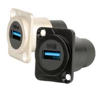 Gatuida Adaptador USB 30 Hembra a Hembra para Montaje en Panel Conector de Extensión Recto D Tipo 2 Piezas 1 Negro 1 Plateado Acoplador USB de Paso para Transferencia de Datos