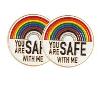 Gatuida Alfiler de Metal Esmaltado para Mujer con Diseño Simple y Delicado, 2 Piezas para Decorar Mochilas y Sombreros con Mensaje You Are Safe With Me