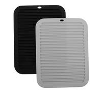 Gatuida Alfombrilla Aislante de Silicona Resistente al Calor para Rizador y Plancha, 2 Piezas Negro y Gris, Soporte Térmico Portátil de 30 X 23 Cm para Herramientas de Peinado y