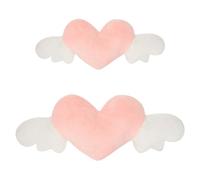 Gatuida Almohada de Soporte Lumbar para Coche en Forma de Corazón Rosa de Felpa con Decoración de Alas, Adaptable a Varios Modelos para Conducción Cómoda