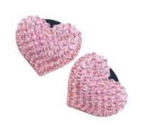 Gatuida Ambientador de Coche Clips de Ventilación para Coche, Adornos para Auto Mujer en Vidrio Rosa, 2 Piezas en Forma de Corazón para Decoración Interior