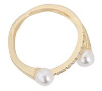 Gatuida Anillo Ajustable de Mujer Diseño Cruzado, Anillo de Moda de Perla, Joyería Vintage Dorada para Fiesta y Uso Diario, Tamaño Abierto para Dedo