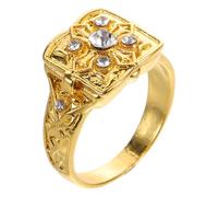 Gatuida Anillo Con Medallón Secreto Vintage Con Microdiamantes Brillante, Tapa Abatible Tallada Para Mujer, Anillo Oculto Elegante Talla 10 Adecuado Para Ocasiones Sociales y Uso Diario