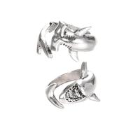 Gatuida Anillo Envolvente De Animales Ajustable Abierto De Aleación Vintage Unisex Para Uso Diario Diseño Doble Tiburón 2 Piezas