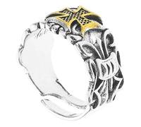 Gatuida Anillo Retro para Hombre Cruzado Ajustable Abierto Vintage, Joyería de Acero Resistente, Estilo Punk Casual para Uso Diario, Tamaño Único