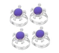 Gatuida Anillos de Cambio de Temperatura Tortuga para Niños y Mujeres Unisex, Anillo de Humor Que Cambia de Color Según Emoción, 4 Piezas Divertidas de Resina