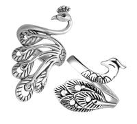 Gatuida Anillos de Crochet Dedo con Enrollador de Hilo 3d Pavo Real Ajustable de Aleación Antigua, Accesorios para Tejer y Manualidades, Guía y Tensión de Hilo, Paquete de 2 Unidades