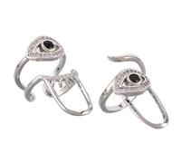 Gatuida Anillos para Uñas Diseño de Ojo Malvado, Ajustables y Apilables, 2 Piezas en Color Plata, Accesorios Reutilizables para Manicura y Decoración de Punta de Dedos, Uso en