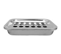 Gatuida Bandeja de Comunión Reutilizable, Llenadores de Copas de Iglesia, Acero Inoxidable Plata, Rectangular, 24 Orificios, 26,7x19,3cm, para Sacramentos y Ceremonias Religiosas