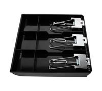 Gatuida Bandeja para Caja Registradora 3 Compartimentos Organizador Monedas Metal Clip Negro Caja de Dinero para Tiendas y Oficinas Bandeja para Cajón