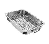 Gatuida Bandejas Rectangulares Inoxidable Para Horno Bandeja Con Rejilla Para Hornear Pastel y Postre Horno Con Rejilla Comida Reposteria