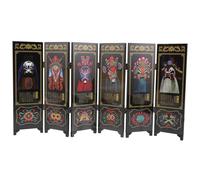 Gatuida Biombo Pantalla de Panel Chino 6 Hojas Madera Artesanía Tradicional Decoración Hogar Arte Chino Mini Divisor Escritorio Plegable