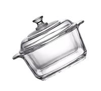 Gatuida Bol Transparente de Vidrio Templado Grueso con Tapa para Microondas y Refrigerador Cuenco Doble Asa para Almacenamiento de Frutas y Alimentos Resistente para Horno y Uso Diario