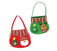 Gatuida Bolsa de Dulces Navideña Reutilizable 2 Piezas Diseño de Papá Noel y Alce Resistente Decoloración Tamaño Mediano Adecuado para Regalos y Decoración Festiva de Navidad