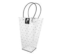 Gatuida Bolsa De Embalaje Transparente Para Flores Con Asa Para Ramo De Rosas Envoltura Floral Para San Valentín Bodas y Fiestas Material Con Diseño De Puntos Negros Extra