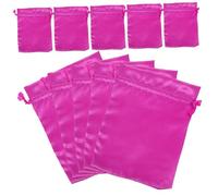 Gatuida Bolsa de Peluca de Satén Cordón 10 Unidades Tamaño 15x20 Cm Protección para Pelucas Viaje Almacenamiento Portátil Color Rosa Fucsia