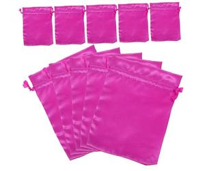 Gatuida Bolsa de Peluca de Satén Cordón 10 Unidades Tamaño 15x20 Cm Protección para Pelucas Viaje Almacenamiento Portátil Color Rosa Fucsia
