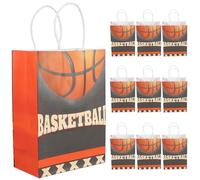 Gatuida Bolsas de Obsequio de Baloncesto Asas 10 Unidades Tamaño Pequeño Bolsas de Papel para Fiestas Deportivas y Cumpleaños para Envolver Regalos y Dulces