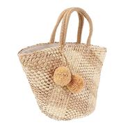 Gatuida Bolso de Rafia Redondo para Mujer Bolsa de Hombro Ligera con Bolso para Verano Casual y Práctico para Compras y Vacaciones