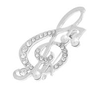 Gatuida Broche De Nota Musical Perla Plateado, Aleación Duradera, Accesorio Elegante Para Mujer, Pin Decorativo Para Abrigo y Suéter, Diseño Artístico, Tamaño Compacto