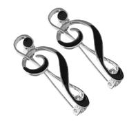 Gatuida Broche Musical De Aleación De Zinc Gotas De Aceite, Diseño Retro Minimalista, Broche Para Músico Unisex, Accesorio Para Camisa y Abrigo, Color Plateado, Juego De 2 Unidades