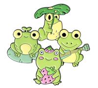 Gatuida Broches de Ranas Esmaltados Set de 4 Piezas, Pin de Solapa Dibujos Animados, Bisutería para Mujeres, Accesorios para Fiestas y Celebraciones, Diseño Encantador y Compacto