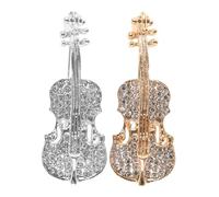 Gatuida Broches de Violín para Mujer, Pin de Solapa de Aleación Dorado y Plateado, Accesorio Elegante para Ropa, Bufandas y Fiestas, Set de 2 Piezas, Diseño Compacto y Duradero
