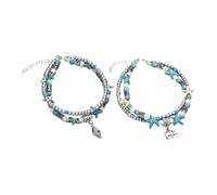 Gatuida Cadena para Tobillo de Mujer 2 Piezas Doble Capa Colgantes de Concha y Elefante, Estilo Vintage, Joyas para Pies de Niña, Accesorio Elegante para Playa, Fiesta y Uso Diario