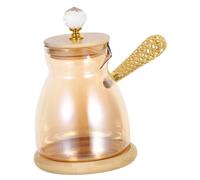 Gatuida Cafetera Turca de Vidrio con Asa Lateral Cezve para Estufa Hervidor para Té Leche y Mantequilla Diseño Elegante para Cocina Moderna y Clásica