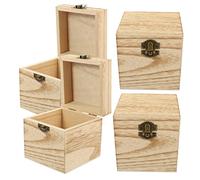 Gatuida Caja De Madera Para Almacenamiento Decorativa Cuadrada Con Cerradura, Set De 4 Piezas, Color Vintage Envejecido, Para Guardar Joyas y Recuerdos, Uso Escritorio y Hogar, Obsequio Especial