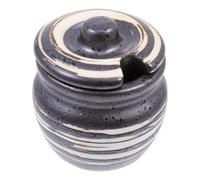 Gatuida Caja de Mostaza Tarro de Mostaza de Cerámica Negro para Almacenamiento de Condimentos, Azúcar y Pimienta, para Restaurantes y Diferentes Ocasiones