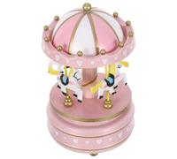 Gatuida Caja de Música Giratoria de Carrusel Rosa Nº 3, Caja Musical de Madera Vintage Hecha a Mano, Decoración Navideña Compacta para Niñas y Adultos, Obsequio Coleccionable con Melodía