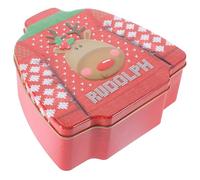 Gatuida Caja de Navidad de Hojalata Roja Pequeña Tapa Caja de Almacenamiento Reutilizable para Dulces Galletas y Objetos Pequeños Organizador Portátil para Regalos Festivos