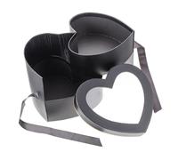 Gatuida Caja de Obsequio en Forma de Corazón Negra Caja de Flores Preservadas de Doble Capa Diseño Giratorio Contenedor para Arreglos Románticos Adecuado para San Valentín y Bodas