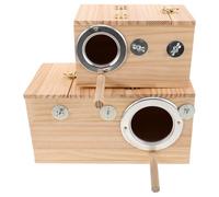 Gatuida Caja Nido para Periquitos y Loros Pequeños de Madera Maciza Diseño Colgante Horizontal Aislamiento Térmico para Cría Segura 2 Piezas Pequeña Derecha Grande Izquierda