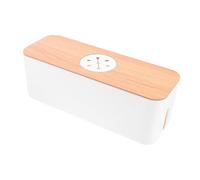 Gatuida Caja Organizadora de Cables Eléctrica con Orificios Redondos Contenedor para Gestión de Cables y Regletas Diseño Compacto para Escritorio y Pared Color Blanco