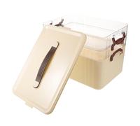 Gatuida Caja Organizadora de Medicamentos de Plástico Crema 3 Capas con Asa Gran Capacidad para Botiquín Doméstico y Almacenamiento Portátil de Pastillas