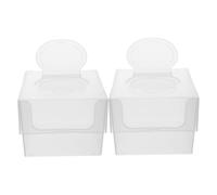 Gatuida Caja Transparente Cuadrada Compacta y Portátil de Plástico 2 Unidades para Almacenamiento de Toallitas Húmedas y Pañuelos Faciales, Tapa Abatible Fina Adecuado para Oficina