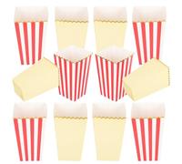 Gatuida Cajas para Palomitas de Maíz Desechables 12 Unidades Papel Diseño Rojo a Rayas y Borde Dorado Caja Cuadrada Plegable para Fiestas Cine y Snacks Envases Decorativos para Comida