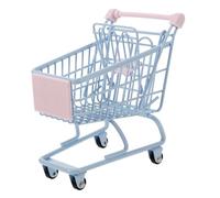 Gatuida Carrito de Compras Pequeño de Escritorio Miniatura Azul, Juguete de Almacenamiento para Organizar Artículos Pequeños, Adecuado para Decoración y Uso en Oficina o Hogar
